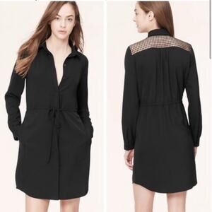 Ann Taylor Loft Mini Long Sleeve Dress- Petite Medium w/ Tie Belt and Pockets